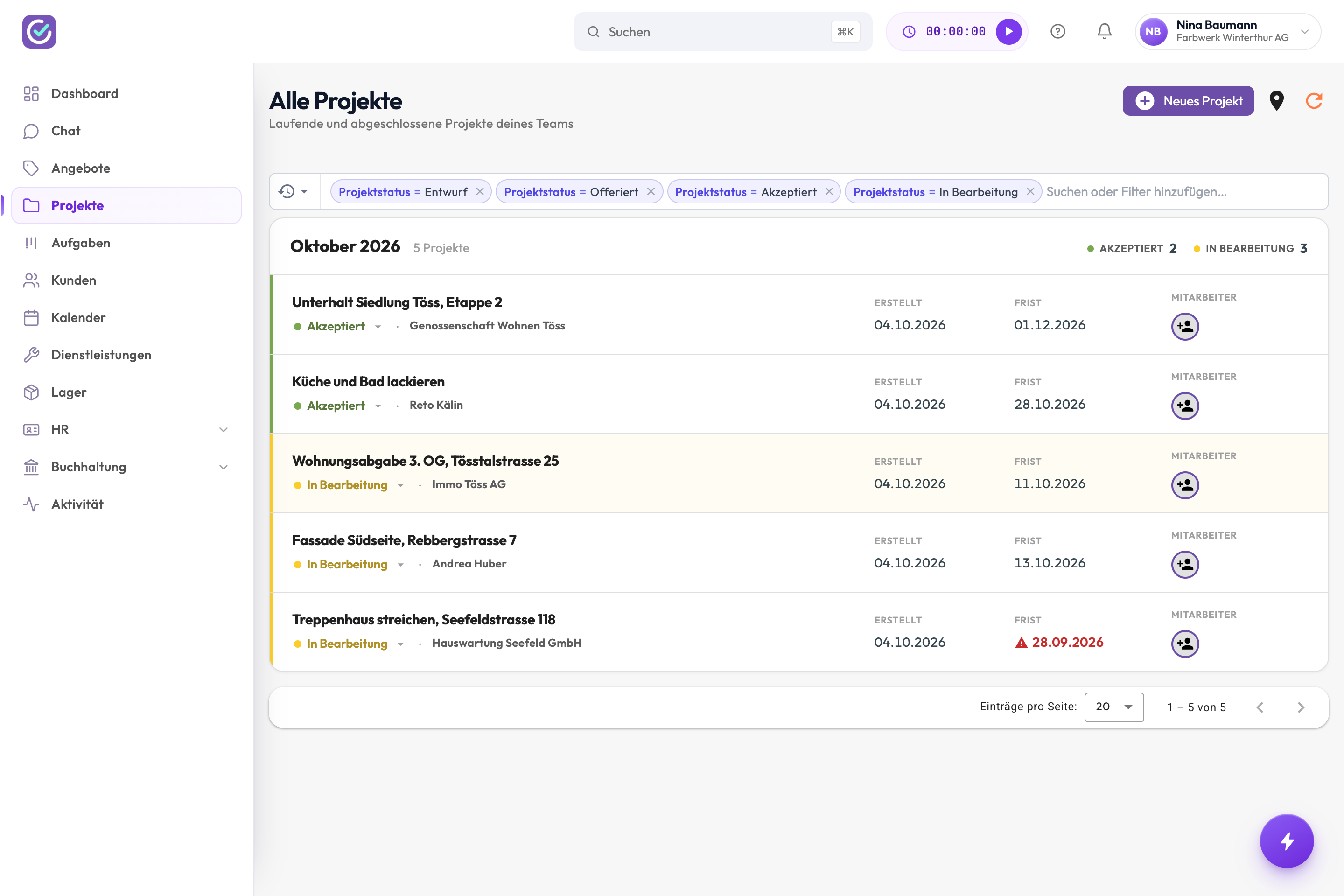 Finito Pro — Projekte